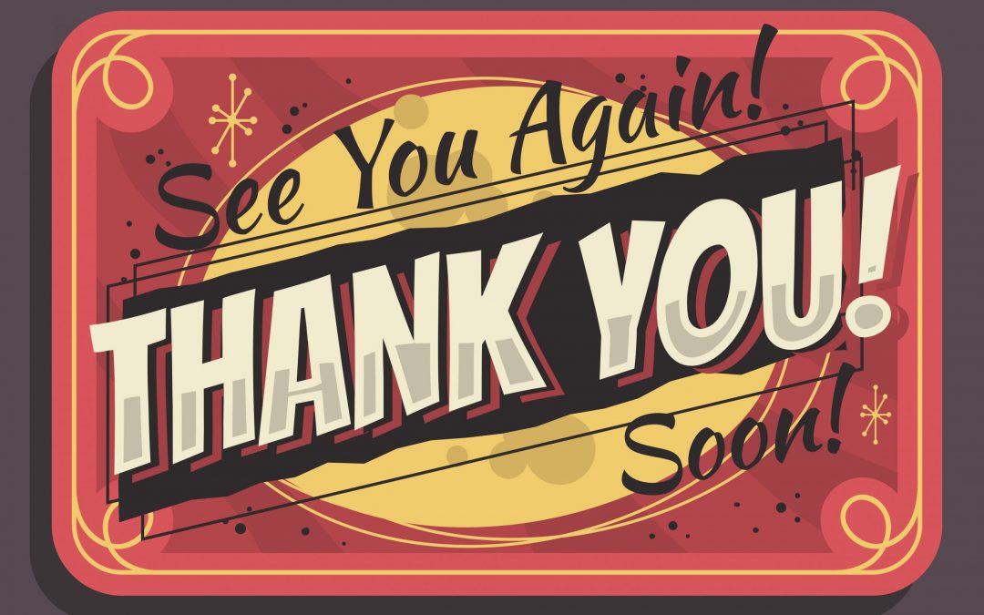 Thank You Sign See You Again Soon Typographic Vintage Influenced Business Sign Vector Design